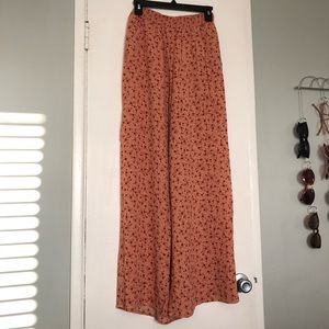 Pockets! Pink wide leg floral pants